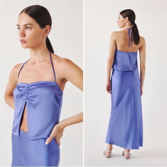 Reformation Beba silk halter in Jacaranda size 10 NWT - Picture 1 of 6